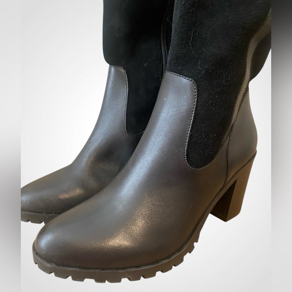 Giani Bernini | GB Kaidyn Black Genuine Leather & Suede Knee High Boots NWOB 7.5 - Picture 8 of 12